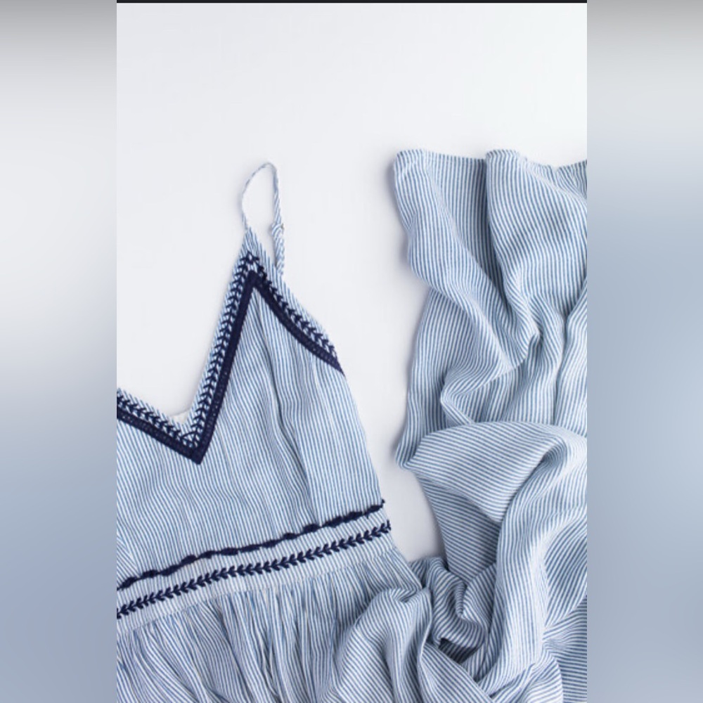 Japna Light Blue and Navy Striped Maxi Dress